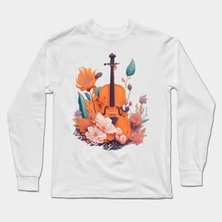 Violin and Flowers Long Sleeve T-Shirt